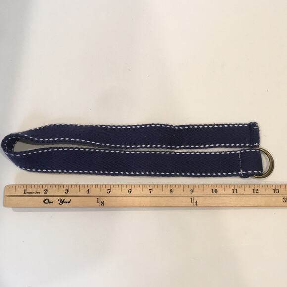 Belt Blue & White Striped Cotton Boys Sz 3T Brass Loop Closure Preppy Neutral - Picture 4 of 5